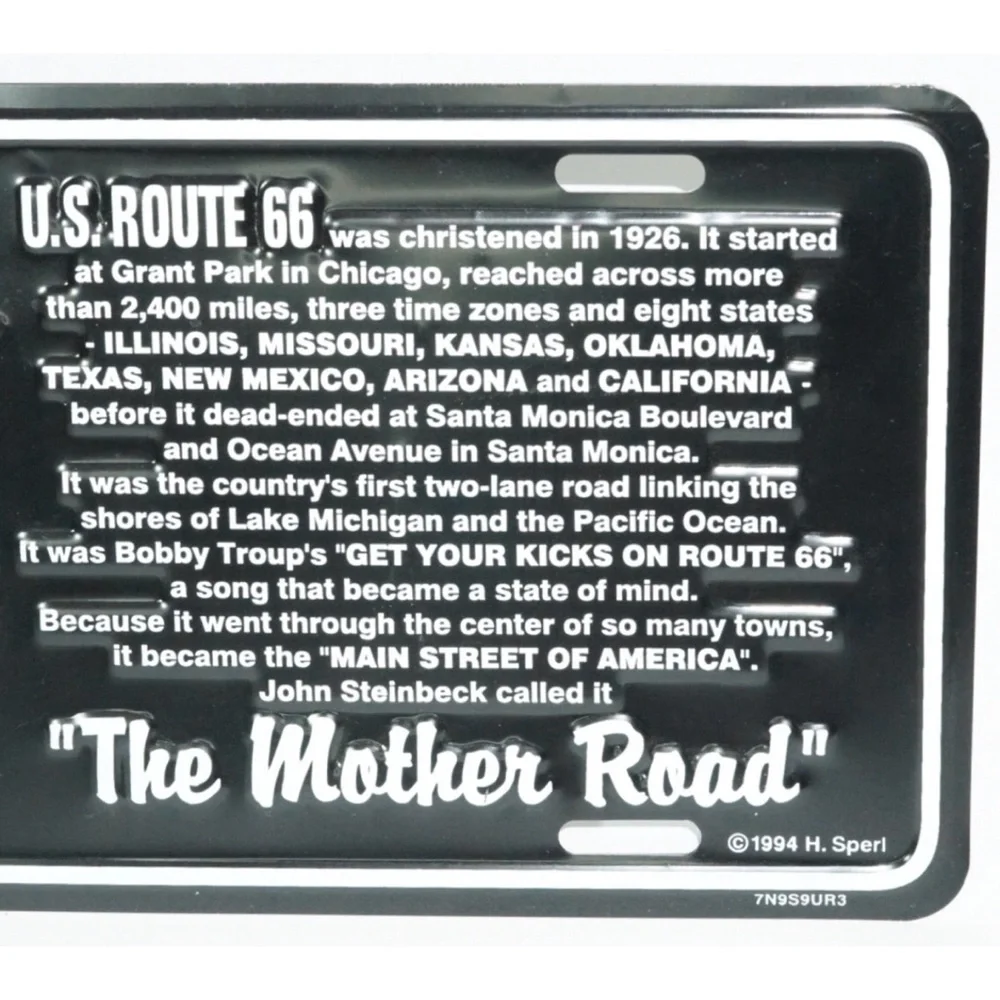 Route 66 Black Metal License Plate Wall Art